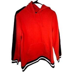 PacSun Red Hoodie With Black and White Striped Trim